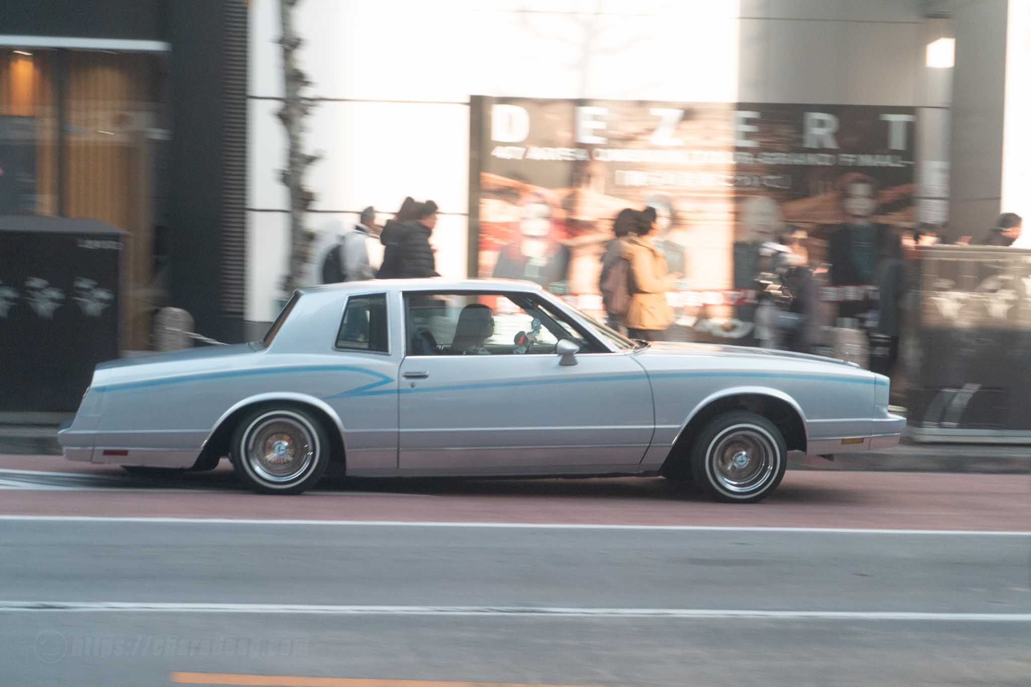Lowrider! Chevy Monte Carlo dragging through Shibuya